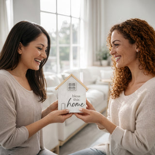 Bless This Home 5" MDF House Plaque with Vase