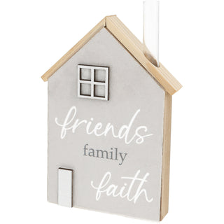 Friends, Family, Faith 6" MDF House Plaque with Vase