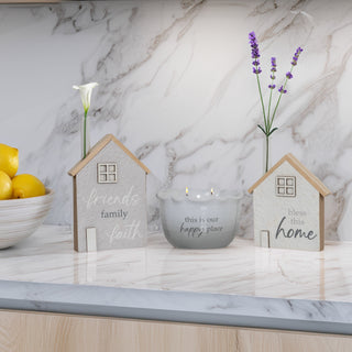 Friends, Family, Faith 6" MDF House Plaque with Vase