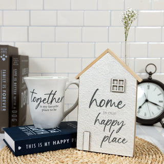 Happy Place 8" MDF House Plaque with Vase