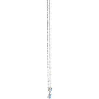 Sister Blue Topaz 16.5"-18.5" White Gold Plated Necklace with Cubic Zirconia Stones