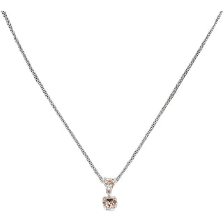 Friend Light Champagne 16.5"-18.5" White Gold Plated Necklace with Cubic Zirconia Stones