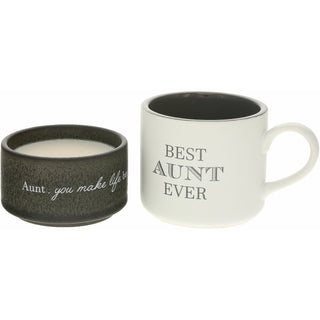 Aunt Stacking Mug and Candle Set 100% Soy Wax Scent: Tranquility