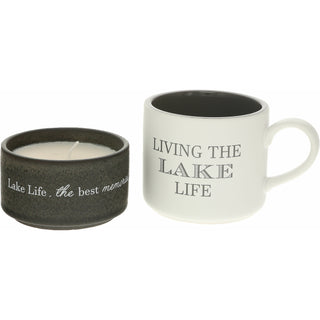 Lake Stacking Mug and Candle Set 100% Soy Wax Scent: Tranquility