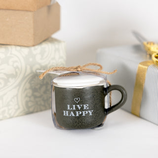 Live Happy 2 oz Mini Mug 100% Soy Wax Candle Scent: Tranquility