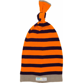 Orange and Navy Stripe 0-12 Month Baby Hat