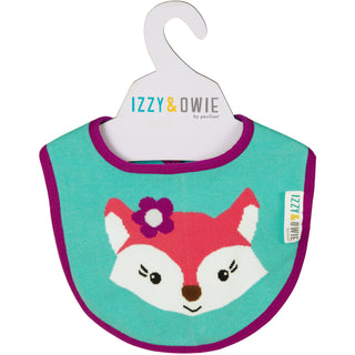 Aqua and Pink Fox Baby Bib