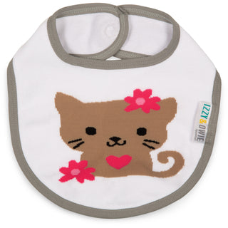 Pink and Gray Kitty Baby Bib