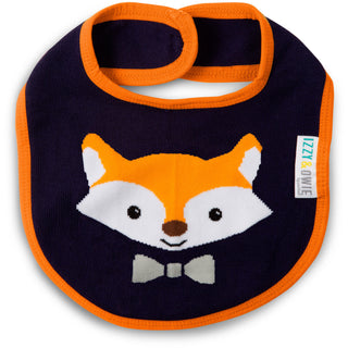 Orange and Navy Fox Baby Bib