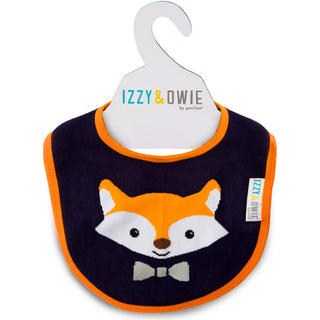 Orange and Navy Fox Baby Bib