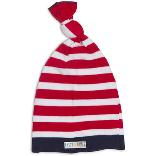 Red and Navy Stripe One Size Fits All Baby Hat