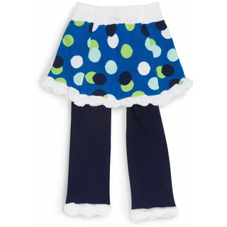 White and Navy Polka Dot Skirted-Leggings