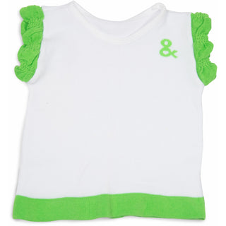 Lime Green and White Ruffle T-Shirt
