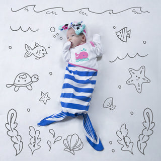 Blue and Pink Whale Knotted Onesie