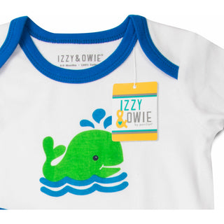 Navy and White Whale Knotted Onesie