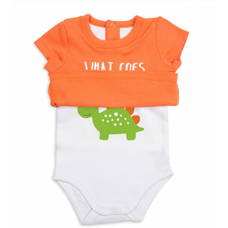 Orange Dino 6-12 Months Shw-onesie