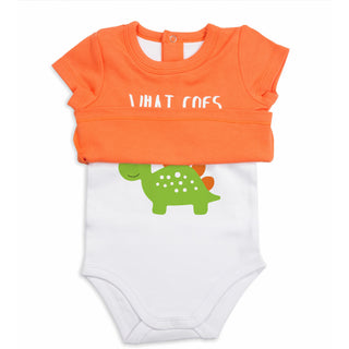 Orange Dino 6-12 Months Shw-onesie