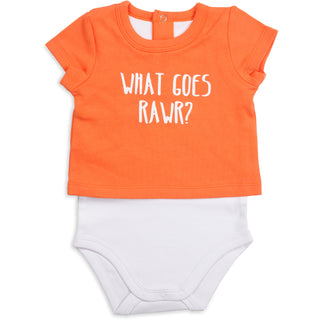 Orange Dino 6-12 Months Shw-onesie