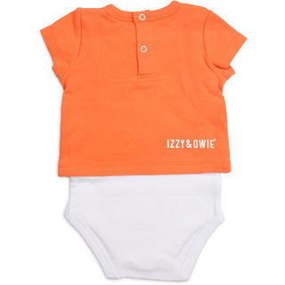 Orange Dino 6-12 Months Shw-onesie