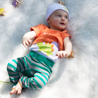 Orange Dino 6-12 Months Shw-onesie