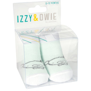 Soft Green Bear 0-3 Months Socks