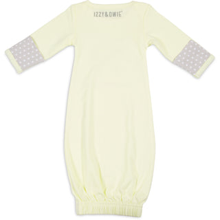 Soft Yellow Deer 0-3 Months Gown with Mitten Cuffs