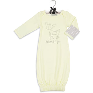 Soft Yellow Deer Gown with Mitten Cuffs