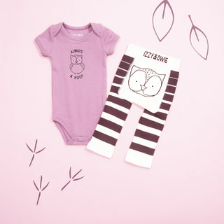Owl 6-12 Months Plum Onesie
