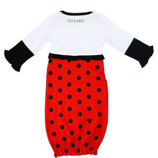 Spotted Ladybug Gown with Mitten Cuffs