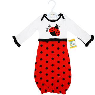 Spotted Ladybug Gown with Mitten Cuffs