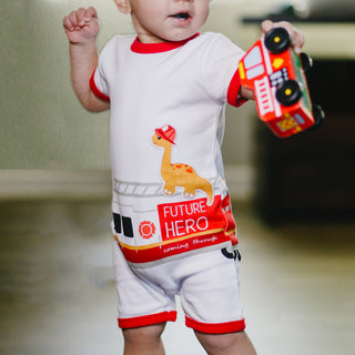 Dino Firefighter 6-12 Months Romper