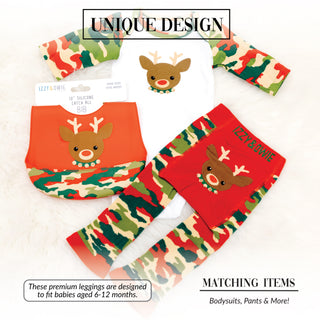 Christmas Camo Reindeer 6-12 Months Leggings