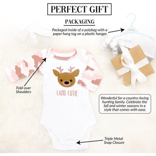 Jewel Pink Camo Deer 6-12 Months 3/4 Sleeve Bodysuit