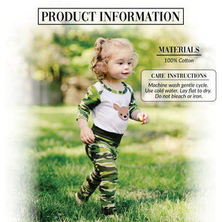 Woodland Green Camo Deer 6-12 Months 3/4 Sleeve Bodysuit