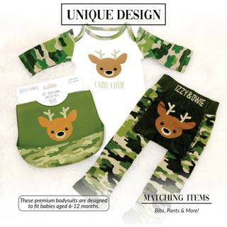 Woodland Green Camo Deer 6-12 Months 3/4 Sleeve Bodysuit