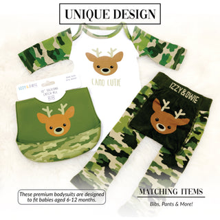 Woodland Green Camo Deer 6-12 Months 3/4 Sleeve Bodysuit