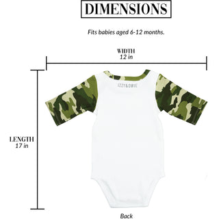 Woodland Green Camo Deer 6-12 Months 3/4 Sleeve Bodysuit