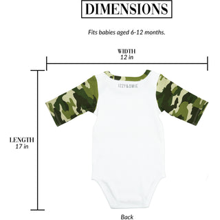 Woodland Green Camo Deer 6-12 Months 3/4 Sleeve Bodysuit