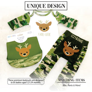 Woodland Green Camo Deer 6-12 Months 3/4 Sleeve Bodysuit
