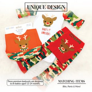 Christmas Camo Reindeer 12-24 Months 3/4 Sleeve Bodysuit