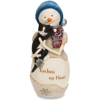 You Hug my Heart 5" Snowman Holding Cat