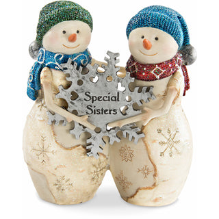 Sisters 4.5" Snowwomen holding snowflake