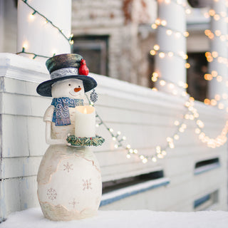 Warm Greetings 24" Snowman Holding Candle Ring
