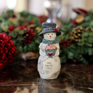 From the Heart 5" Snowman with Poinsettia