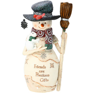 Precious Gifts 6" Snowman holding a Broom