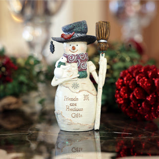 Precious Gifts 6" Snowman holding a Broom