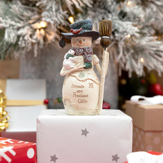 Precious Gifts 6" Snowman holding a Broom