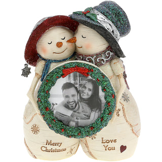 Christmas Love 4.5" Snowcouple Holding a Frame