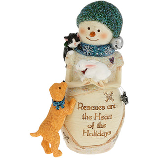 Rescues 4.5" Snowman with Kitten, Bunny & Puppy