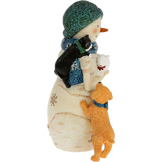 Rescues 4.5" Snowman with Kitten, Bunny & Puppy